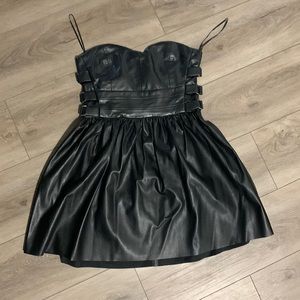 Faux leather corset mini dress.
